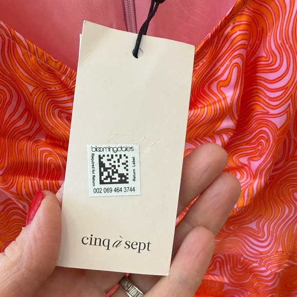 CINQ A SEPT VIBRANT ORANGE MIDI DRESS SIZE 4 - Picture 4 of 10